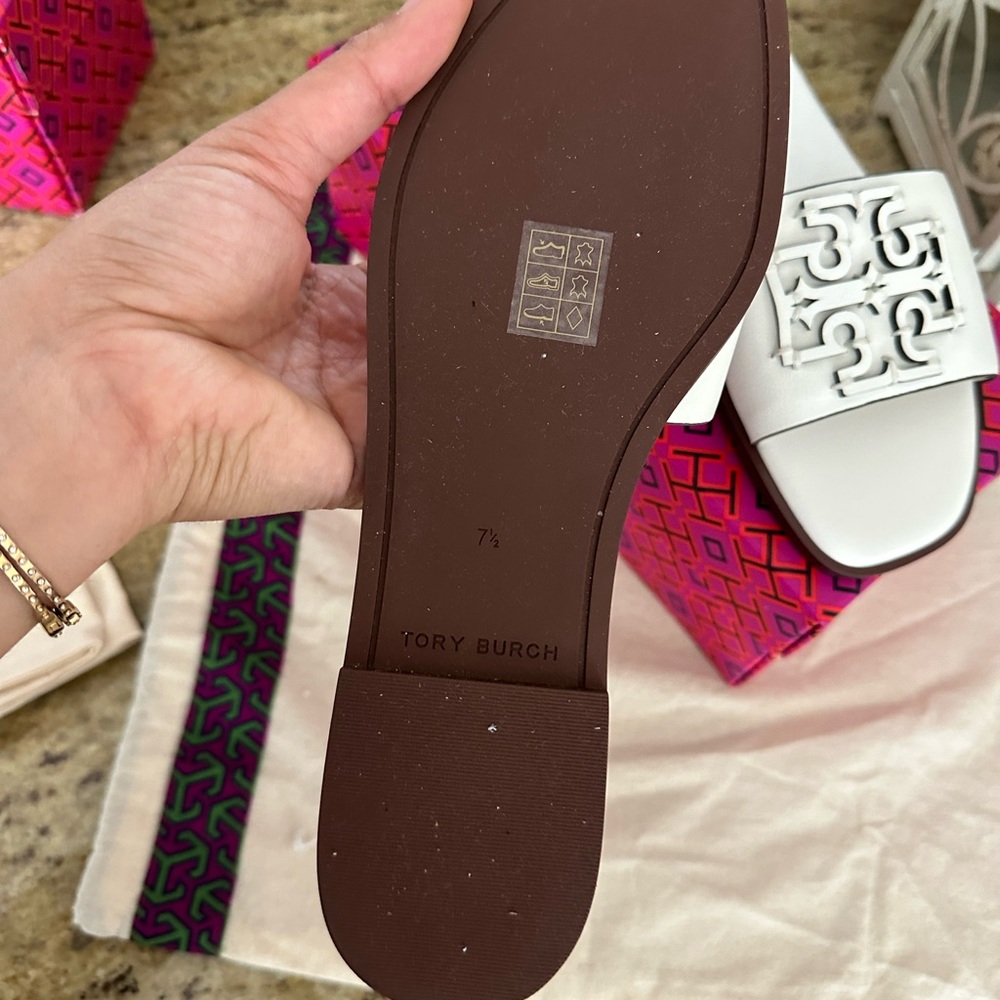 New Tory Burch slides white millet - Picture 4 of 5